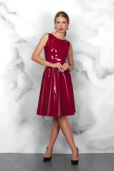 FOCH latex dress in Burgundy Solid 