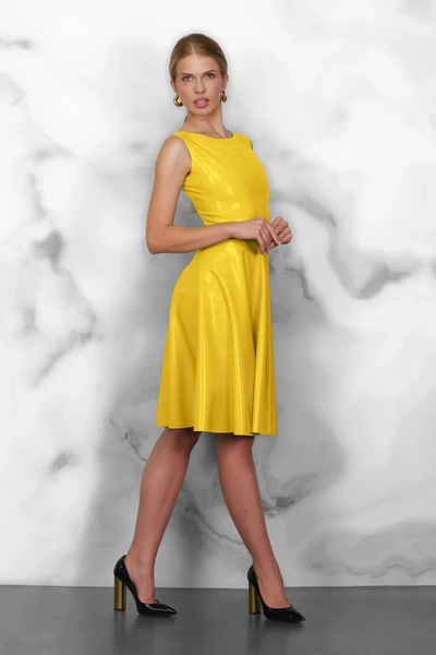 FOCH latex dress in Yellow Solid 