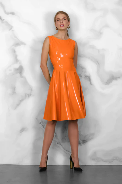 FOCH latex dress in Orange Solid 