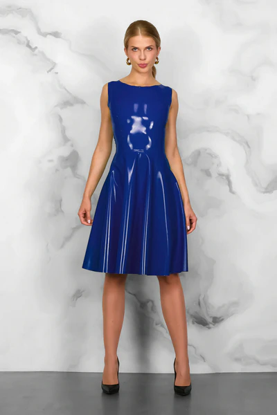 FOCH latex dress in Royal blue Solid 