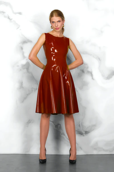FOCH latex dress in Brown Solid 