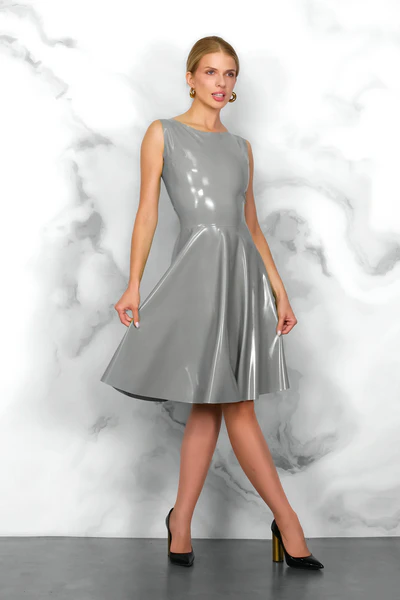 FOCH latex dress in Light grey Solid 