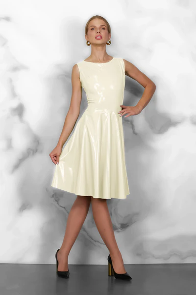 FOCH latex dress in White ivory Solid 